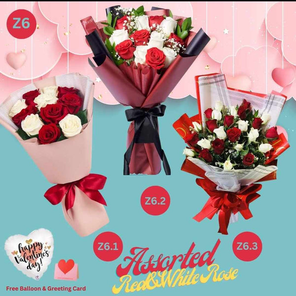 STAN Assorted Red and White Roses