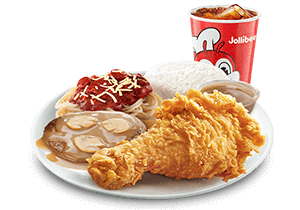 1-pc. Chickenjoy w/Burger Steak & Half Jolly Spaghetti Super Meal w/drink (Super Meal A)